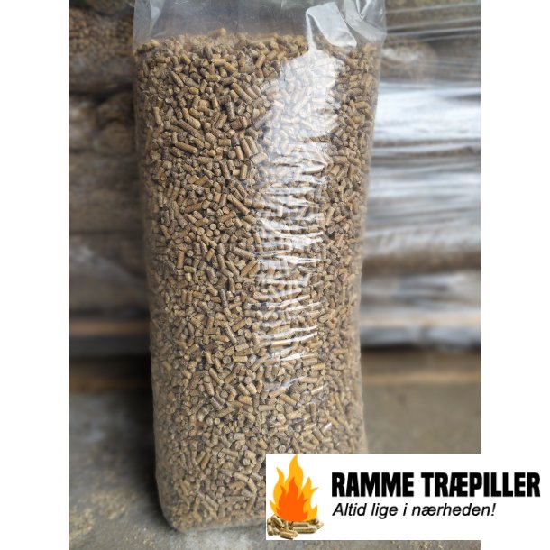 Rammepillen Blandet 6 og 8 mm 56 stk.  16 kg. 896 kg. Kilopris 2,65 kr/kg. Askeindhold 0,4-0,6